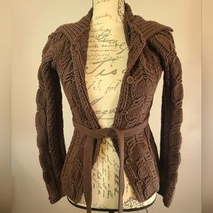 SOLD   Vintage Belted Cable Cropped Cardigan